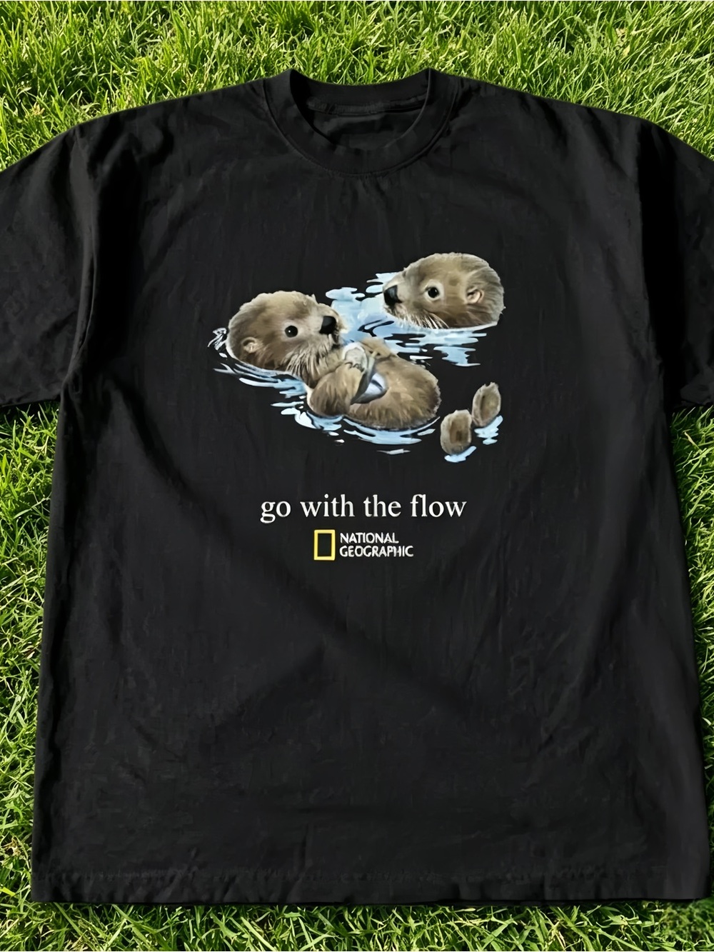 black - National Geographic Otter Go With The Flow Graphic T-Shirt black